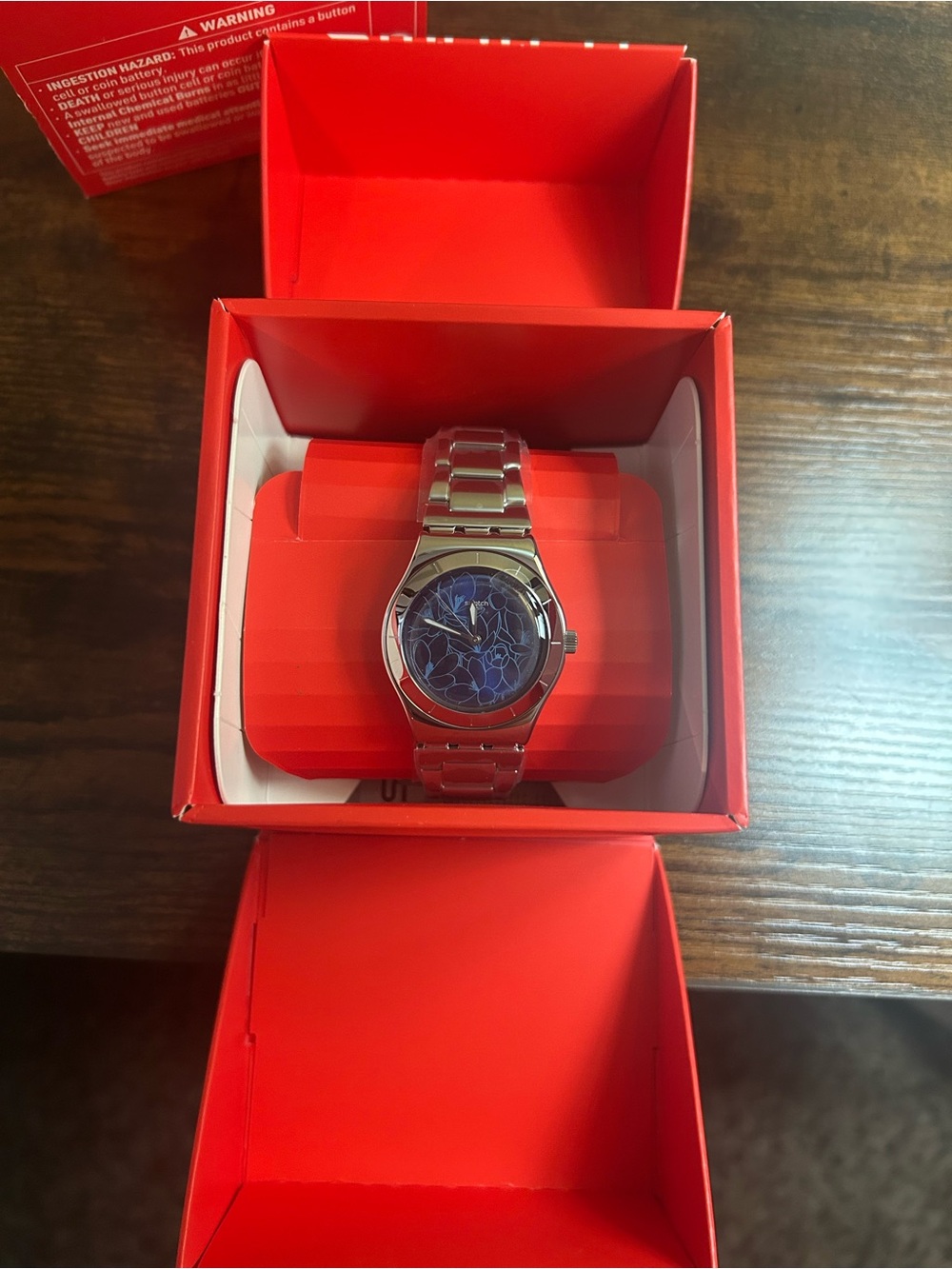Swatch Petal Frenzy YLS235G Stainless Steel Watch New in Box